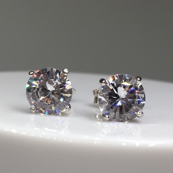 14k white gold diamond 2 CT stud earrings gift box - Picture 6 of 12
